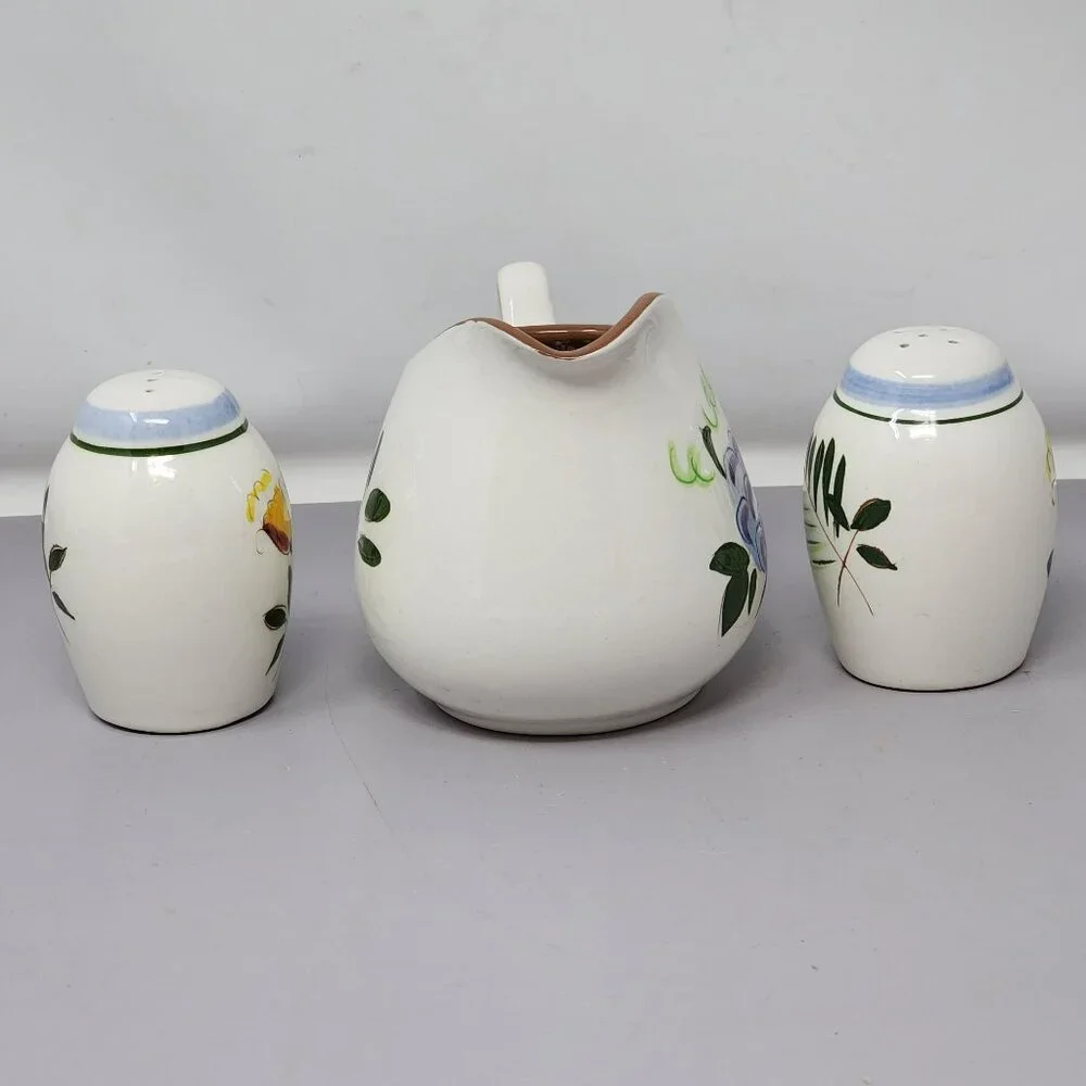 Vintage Stangl‎ Handcrafted Earthenware Creamer & Salt Pepper Shakers Set